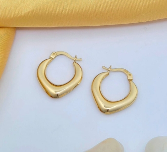 Classic Heart-Shaped Gold Hoop Earrings