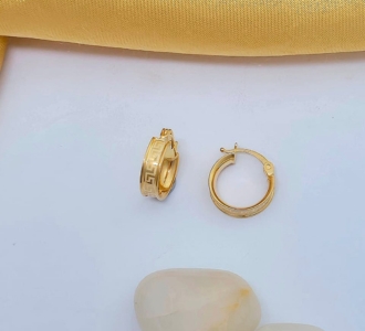 Greek Key Pattern Gold Hoop Earrings