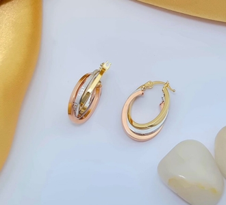  Twist Three-Tone Hoop Earrings 