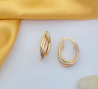 Triple Tone Hoop Earrings