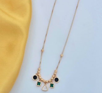 Clover Charm Gold Station Chain