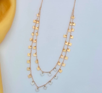 Dual Layer Square Charm Necklace