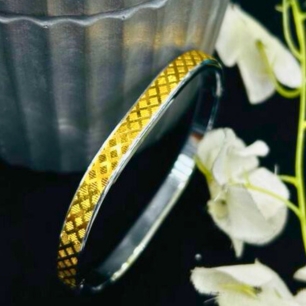 Royal Cross Pattern Gold-Plated Silver Kada