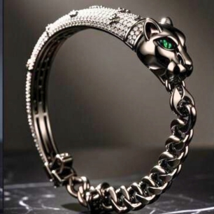Panther Head Designer Silver Kada Bracelet