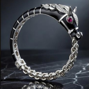 Royal Horse Head Designer Silver Kada 