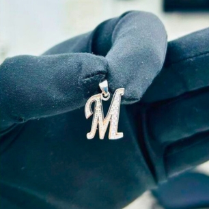 Sparkling  “M” Alphabet Pendant