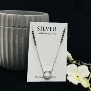 Circular Silver Mangalsutra Pendant Necklace