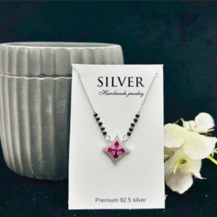 Pink Four Crystal Mangalsutra