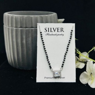 Classic Silver Mangalsutra with Crystal Pendant