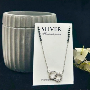 Elegant Silver Double Ring Mangalsutra Pendant