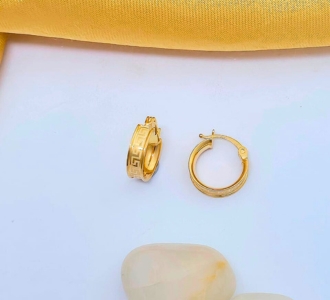 Greek Key Pattern Gold Hoop Earrings