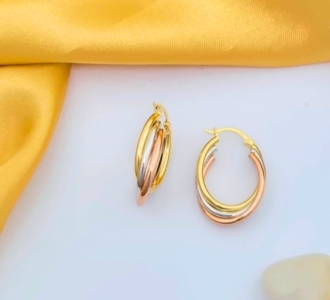 Triple Tone Hoop Earrings