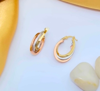  Twist Three-Tone Hoop Earrings 