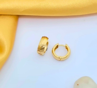 Textured Lines Gold Hoop Earrings