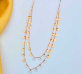 Dual Layer Square Charm Necklace