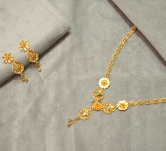 Radiant Floral Gold Necklace  Set