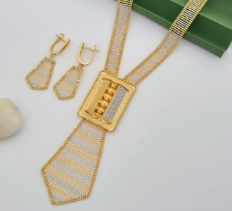 Gold Plated Tie Chain Necklace Set