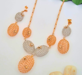 Oval Mesh Drop Necklace Set