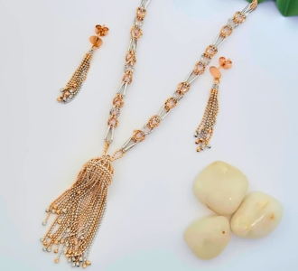 Italian-Style Rose Gold Tassel Necklace Set