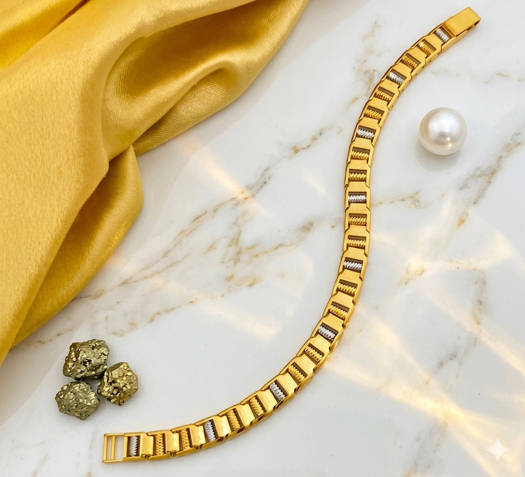 Classic Rectangular Link Gold Bracelet