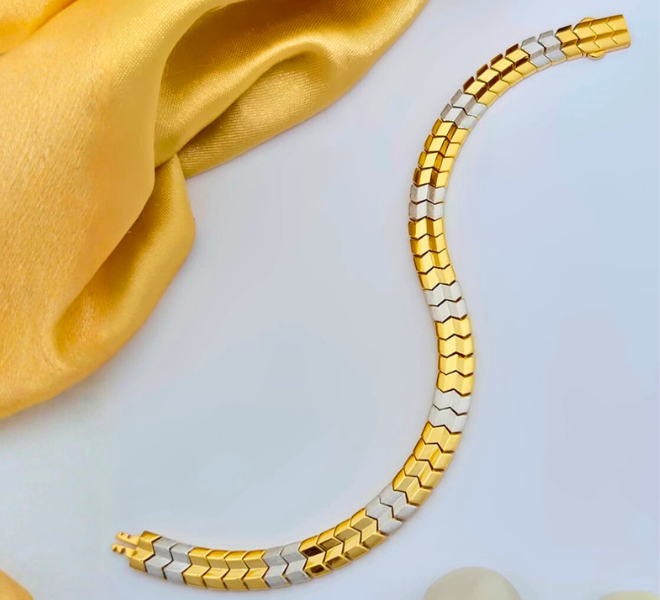 Dual Tone Scale Pattern Designer Bracelet