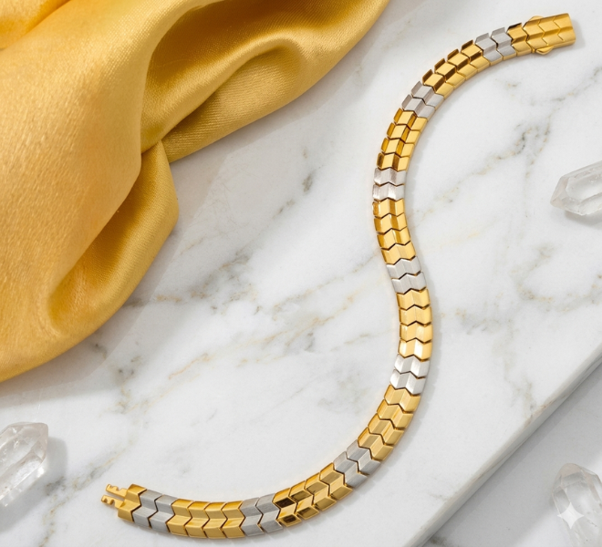 Dual Tone Scale Pattern Designer Bracelet