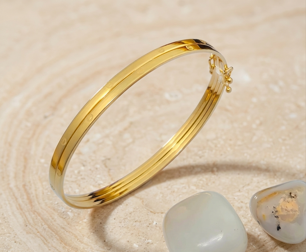 Sleek Plain Gold Open Cuff Kada