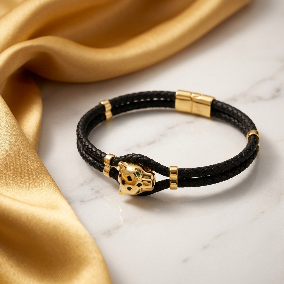 Panther Head Braided Bracelet