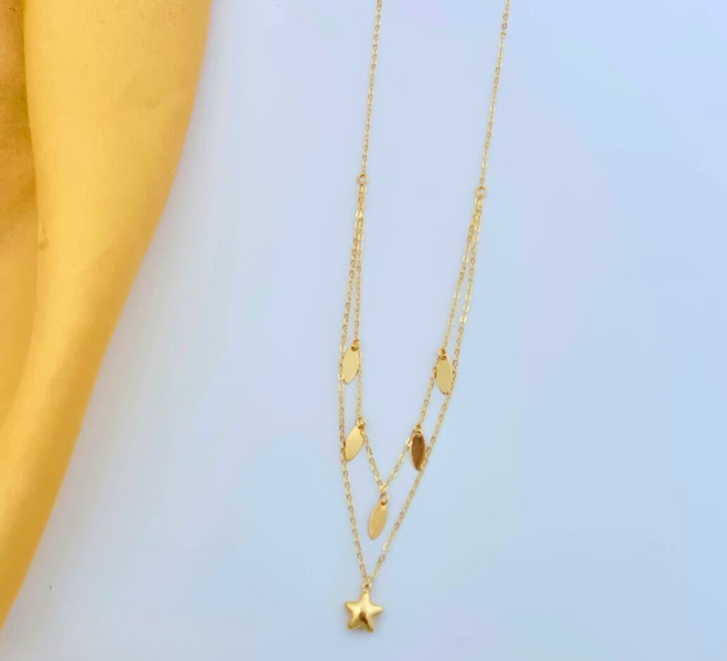  Rose and Star Layered Pendant Chain