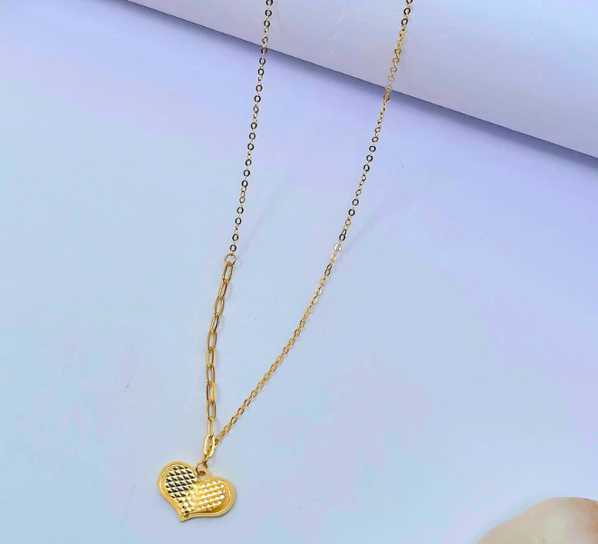 Textured Heart Pendant Chain