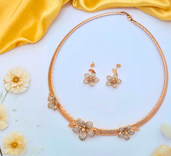 Golden Floral Elegance Jewelry Mesh Set