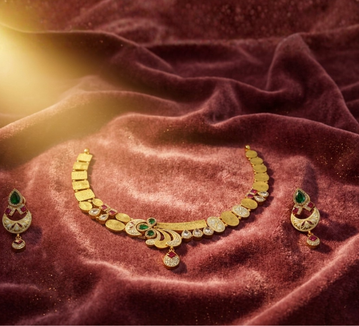 The Emerald Bloom Meenakari Choker Set