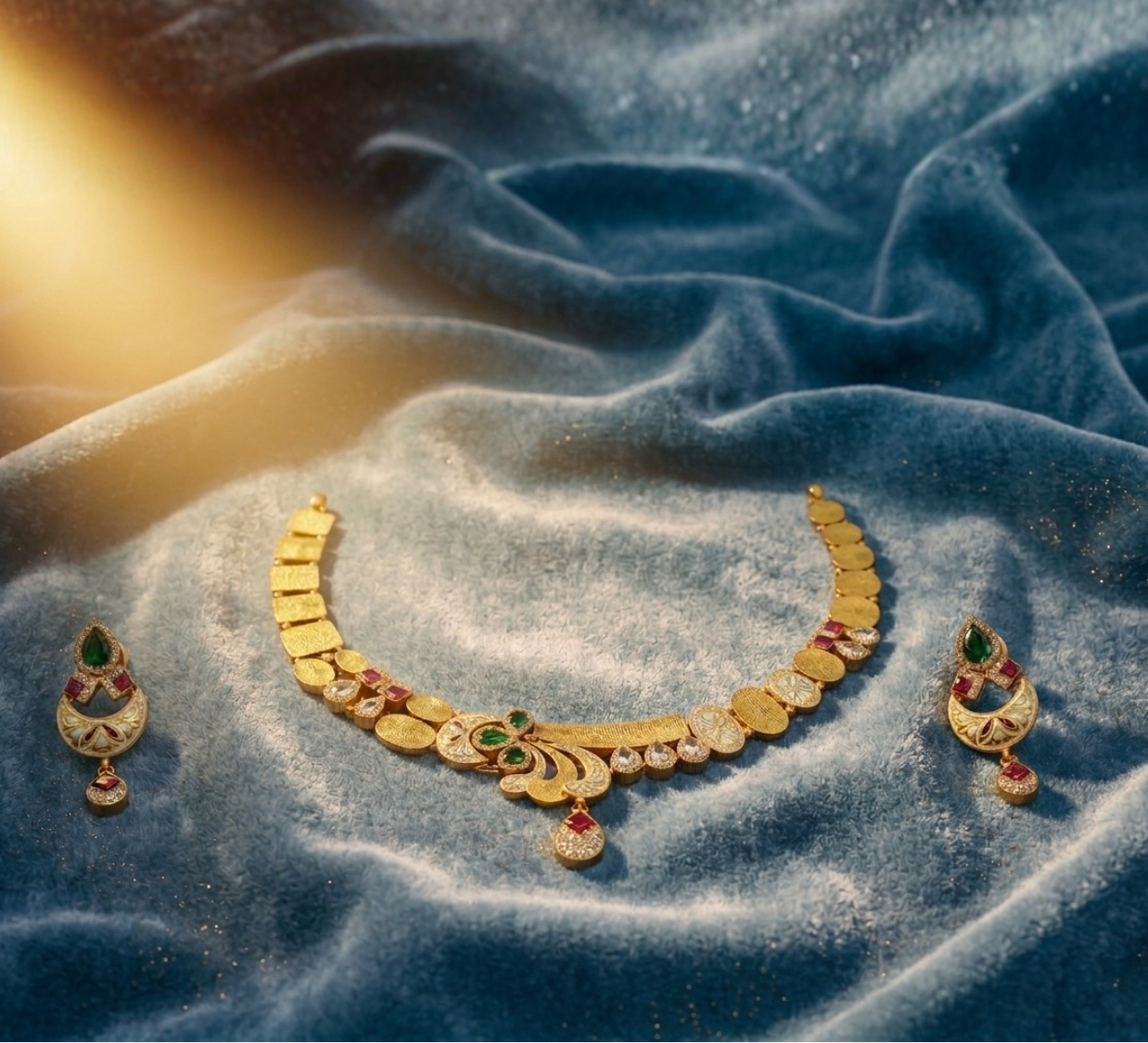 The Emerald Bloom Meenakari Choker Set