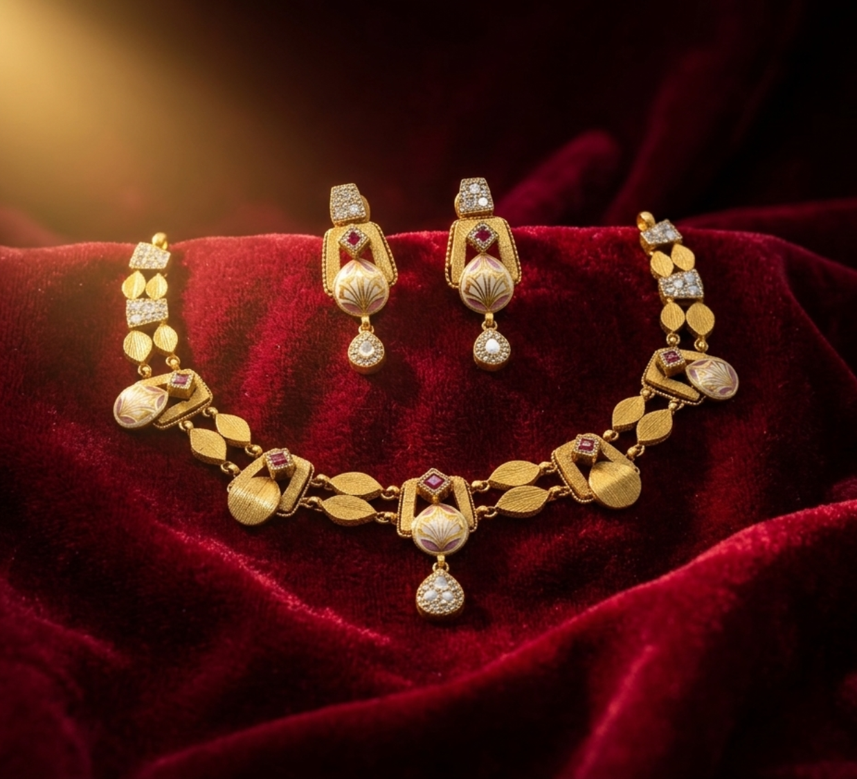 The Lotus Grace Meenakari Collier Choker Set