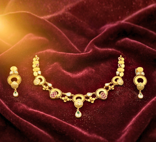 The Circular Harmony Meenakari Choker Set