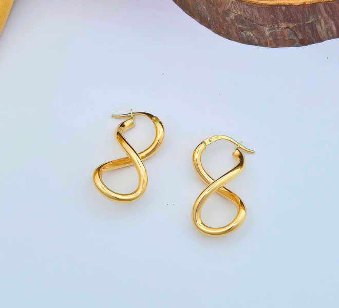 Golden Infinity Twist Hoop Earrings