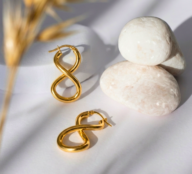 Golden Infinity Twist Hoop Earrings