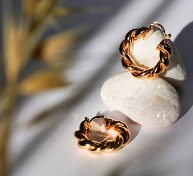 Twisted Gold Hoop Earrings