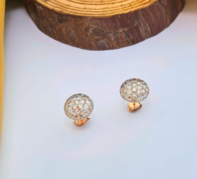 Textured Dome Studs Stone Earring 