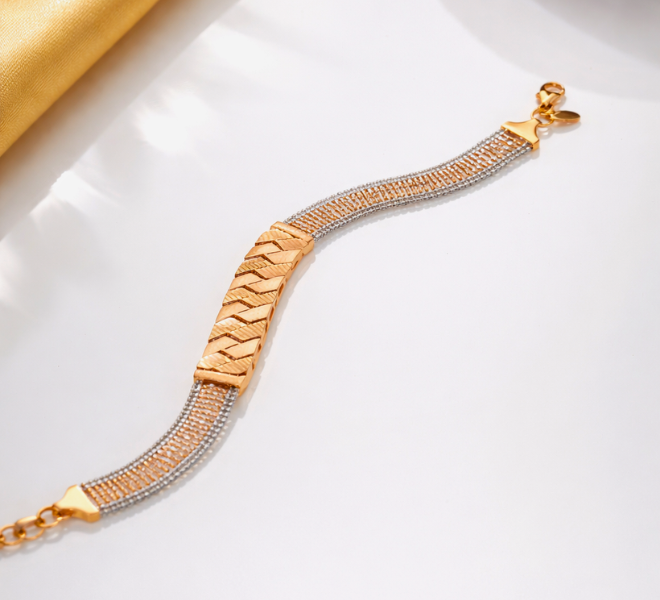 Radiant Wave Dual-Tone Gold Bracelet