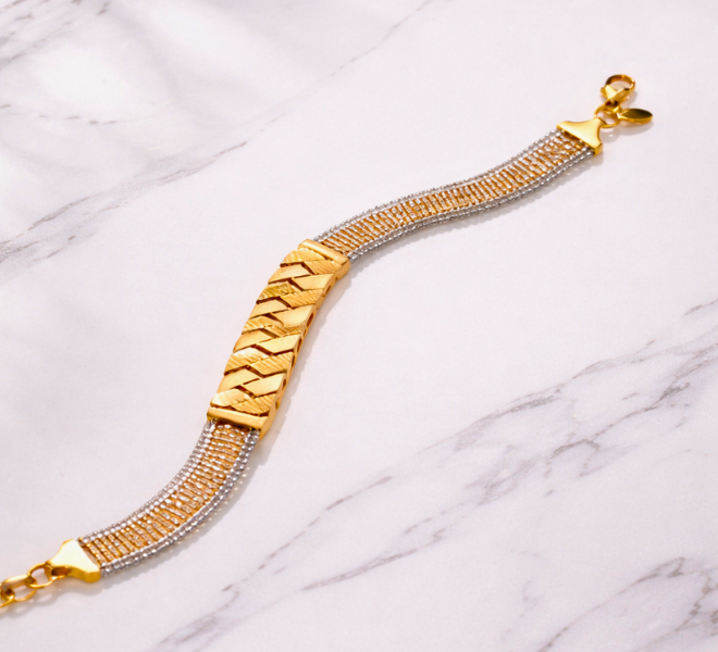 Radiant Wave Dual-Tone Gold Bracelet