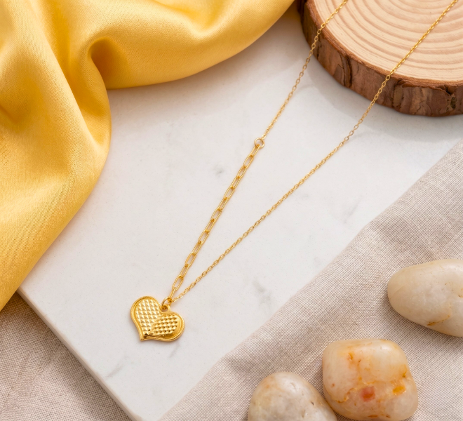 Textured Heart Pendant Chain
