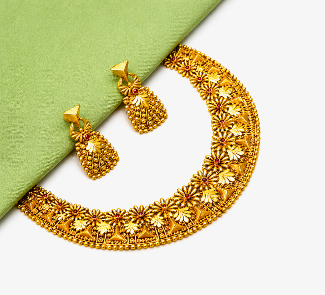 Floral Grace Gold Choker Set