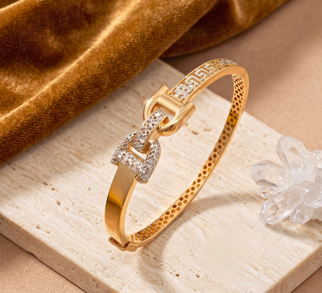 Buckle-Link Greek Key Kada