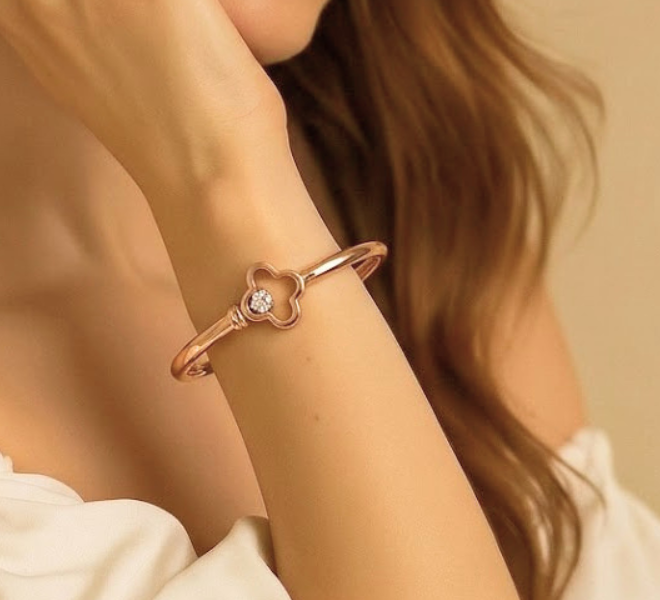 Delicate Floral Charm Diamond Kada