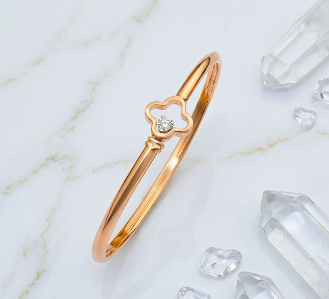 Delicate Floral Charm Diamond Kada