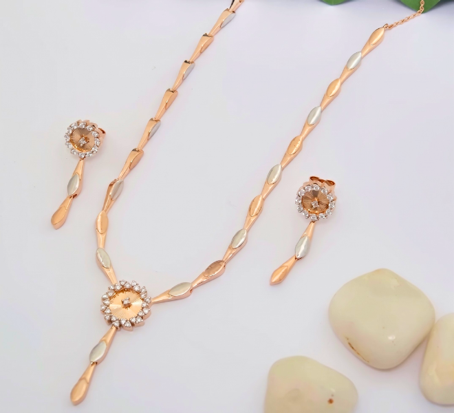 Radiant Rose Gold Necklace  Set