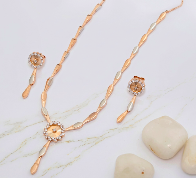 Radiant Rose Gold Necklace  Set