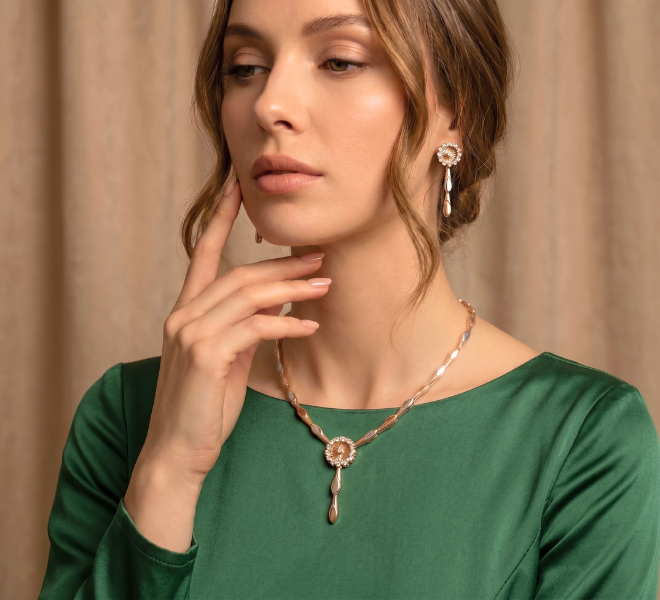 Radiant Rose Gold Necklace  Set