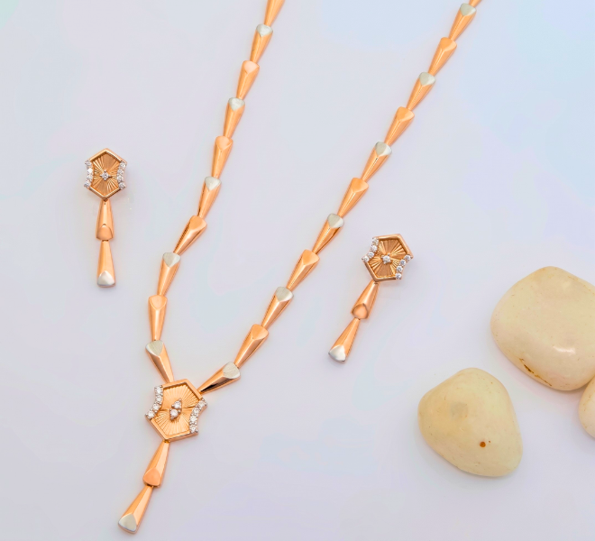 Elegant Fancy Rose Gold Necklace Set